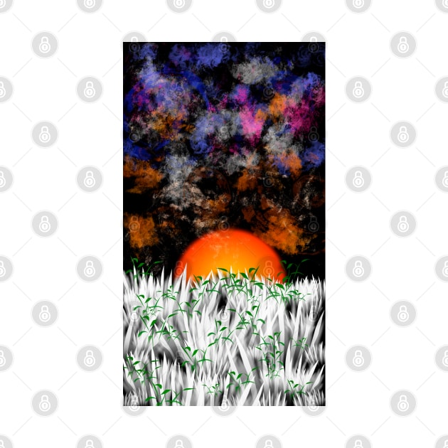 cell phone cover sunset in grass illustration by Shadow3561