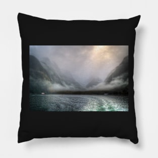 Mist over Milford Sound Pillow