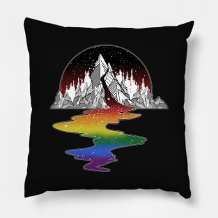 Gay Rainbow River Mountain Pillow