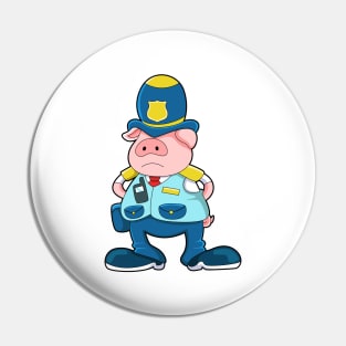 Pig as Police officer with Police Uniform & Hat Pin