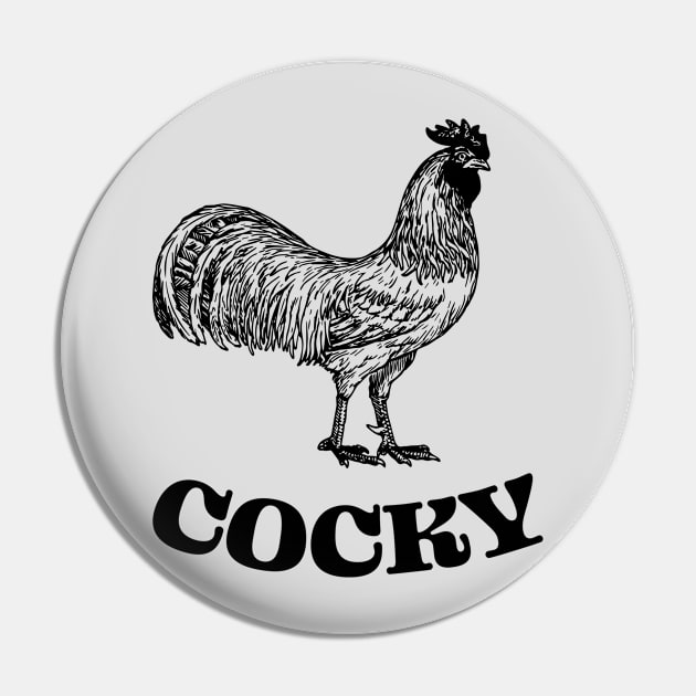 Cocky Rooster - Funny Vintage Drawing Pin by TwistedCharm
