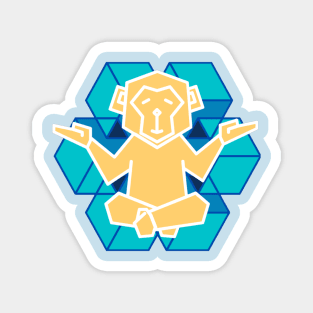 Geometrical spiritual meditating monkey Magnet