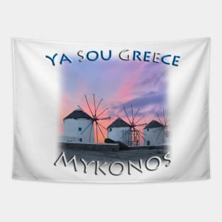 Ya Sou - Greece Mykonos Windmills Tapestry