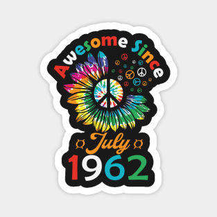 Funny Birthday Quote, Awesome Since July 1962, Retro Birthday Magnet