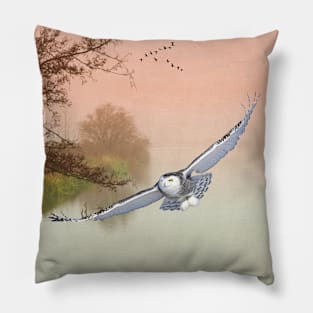 Snowy Owl in Flight Pillow