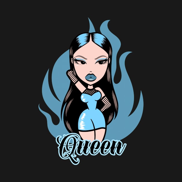 Queen Girl Doll Light Blue v10 by Just In Tee Shirts