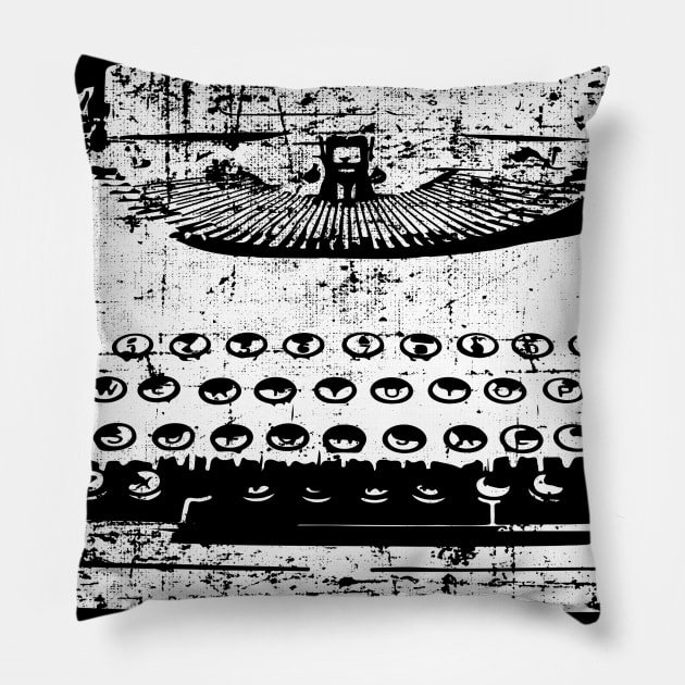 Vintage Typewriter Author Wordsmith Retro Distressed Pillow by ClothedCircuit