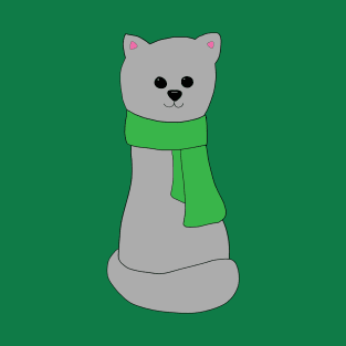 Cat in green Scarf T-Shirt