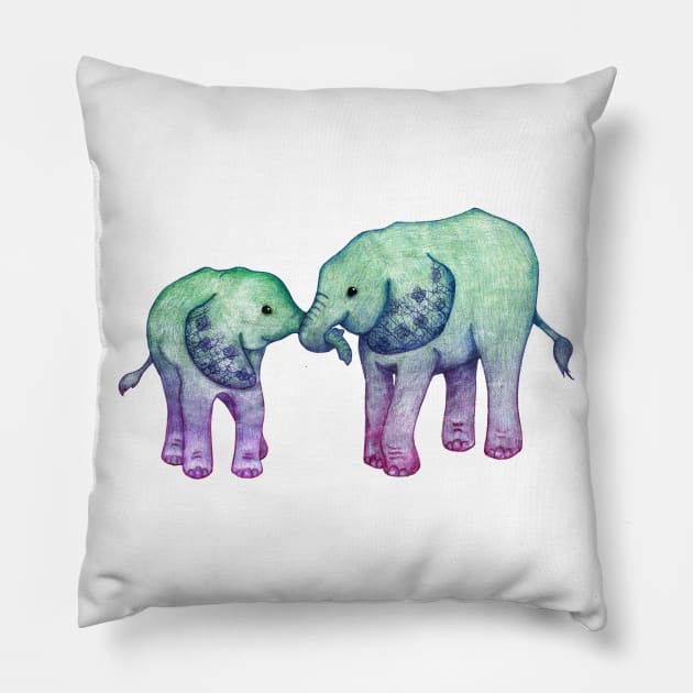 Baby Elephant Love Pillow by PerrinLeFeuvre