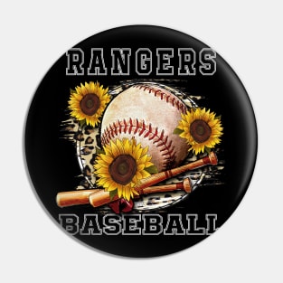 Awesome Baseball Name Rangers Proud Team Flowers Pin