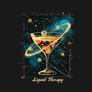 "Liquid Therapy" - 1950s Retro Atomic Age Cocktail Design T-Shirt