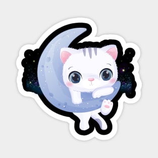 Cute Cat on the Moon Magnet