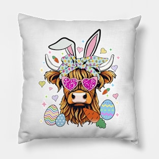 Highland Cow Easter Day Pillow