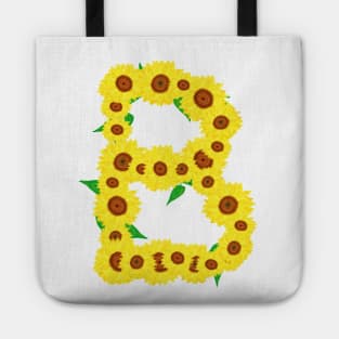 Sunflowers Initial Letter B (White Background) Tote