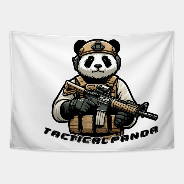 Tactical Panda Tapestry by Rawlifegraphic