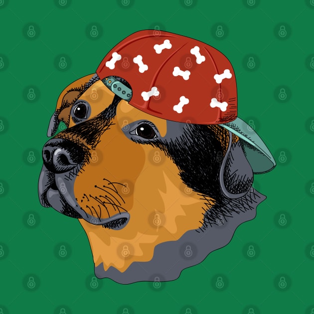 Rottweiler baseball Cap Illustration by Mako Design 