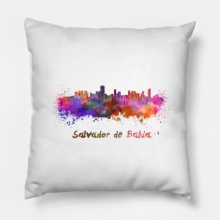 Salvador de Bahia skyline in watercolor Pillow