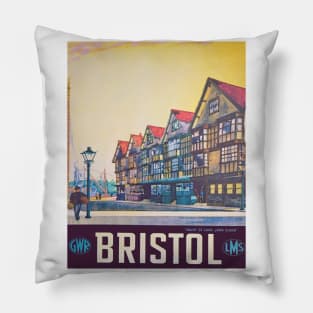 Vintage GWR & LMS Poster for Bristol Pillow