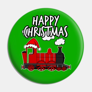 Happy Christmas Santa Hat Steam Train Rail Enthusiasts Pin