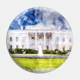 The White House in Washington DC Watercolor - 01 Pin