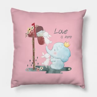 little bunny elephant love is here Pillow