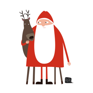 Santa and his reindeer / Weihnachtsmann mit Rentier T-Shirt