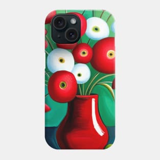Cute Abstract Flowers in a Red Vase Still Life Painting Phone Case