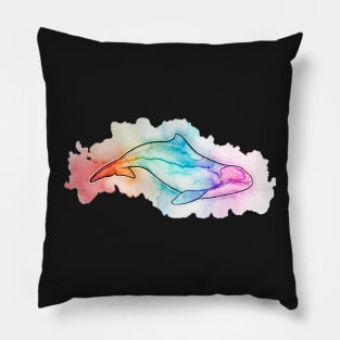 Harbour Porpoise rainbow watercolour Pillow