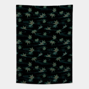 Black momiji - maple leaves seamless geometric pattern Tapestry