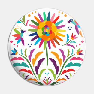 Mexican Otomi Floral Composition by Akbaly Pin