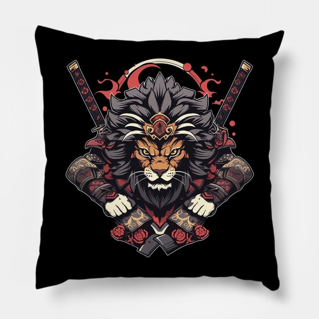 lion samurai Pillow by fancy ghost