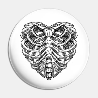 Skeleton ribs heart Pin