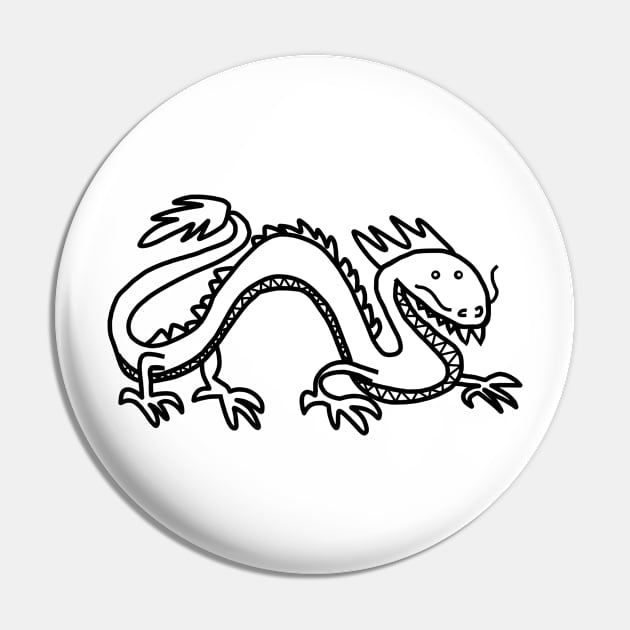 Dragon Line Art Pin by ellenhenryart