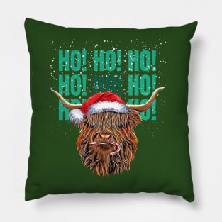 Highland cow and HO HO HO! , Christmas with cute Highland Cow, for nativity Pillow