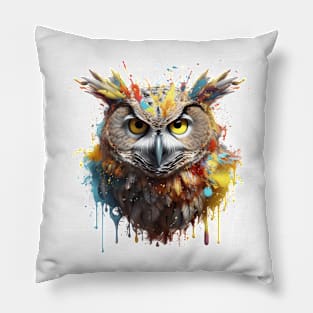 Owl Splash Art: Enchanting Fantasy Illustration #2 Pillow