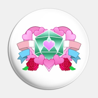 DiceHeart - Trans Banner, Green Dice Pin