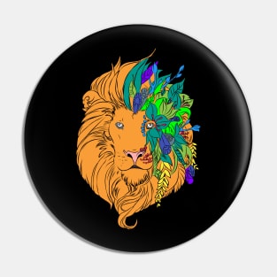 Floral lion Pin