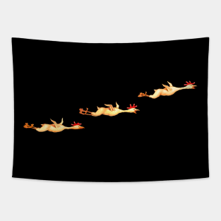 Rubber Chickens in flight Tapestry