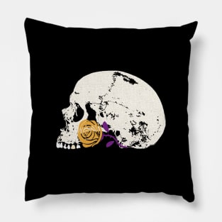 The Skull and the Gold Rose Pillow