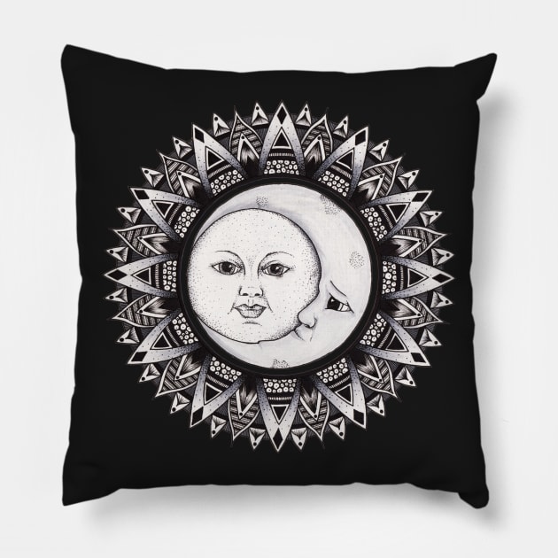 Sun and Moon Mandala Pillow by Litedawn