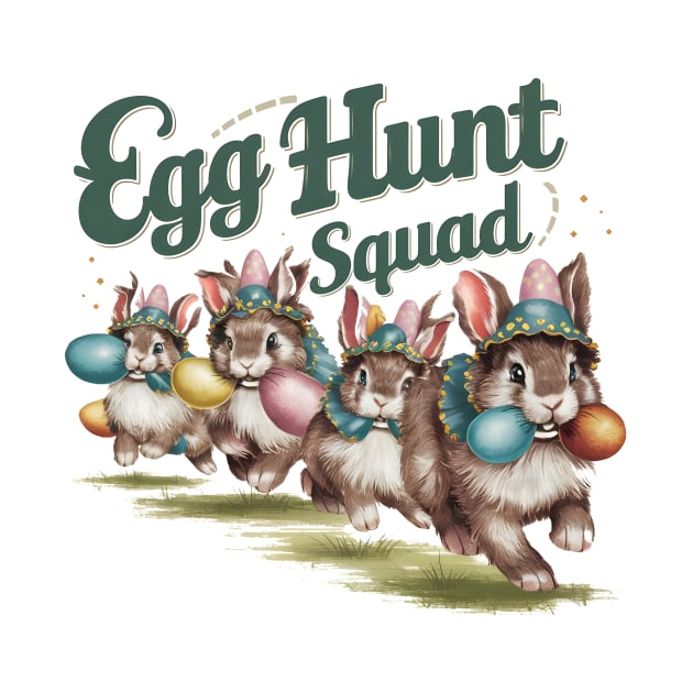 Egg Hunt Squad Running Rabbits by Starart Designs