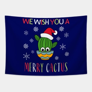We Wish You A Merry Cactus - Cactus With A Santa Hat In A Bowl Tapestry