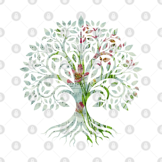 Floral Sheet Music - Tree by KayBee Gift Shop