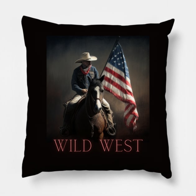 american flag, wild west, cowboy Pillow by Pattyld