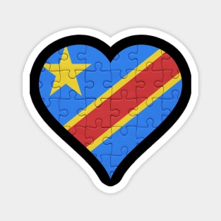 Congolese Jigsaw Puzzle Heart Design - Gift for Congolese With Democratic Republic Of Congo Roots Magnet