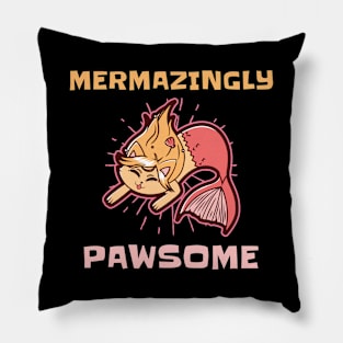 Mermazingly Pawsome! Mermaid Cat! Pillow