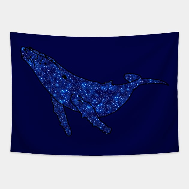 Blue stars Galaxy whale Tapestry by GribouilleTherapie