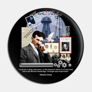 Nikola Tesla Collage Pin