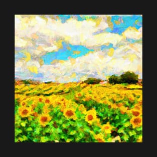 Sunflower Field Painting Van Gogh Style T-Shirt