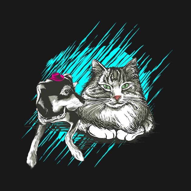 Cat and dog | Friends design by Shadowbyte91